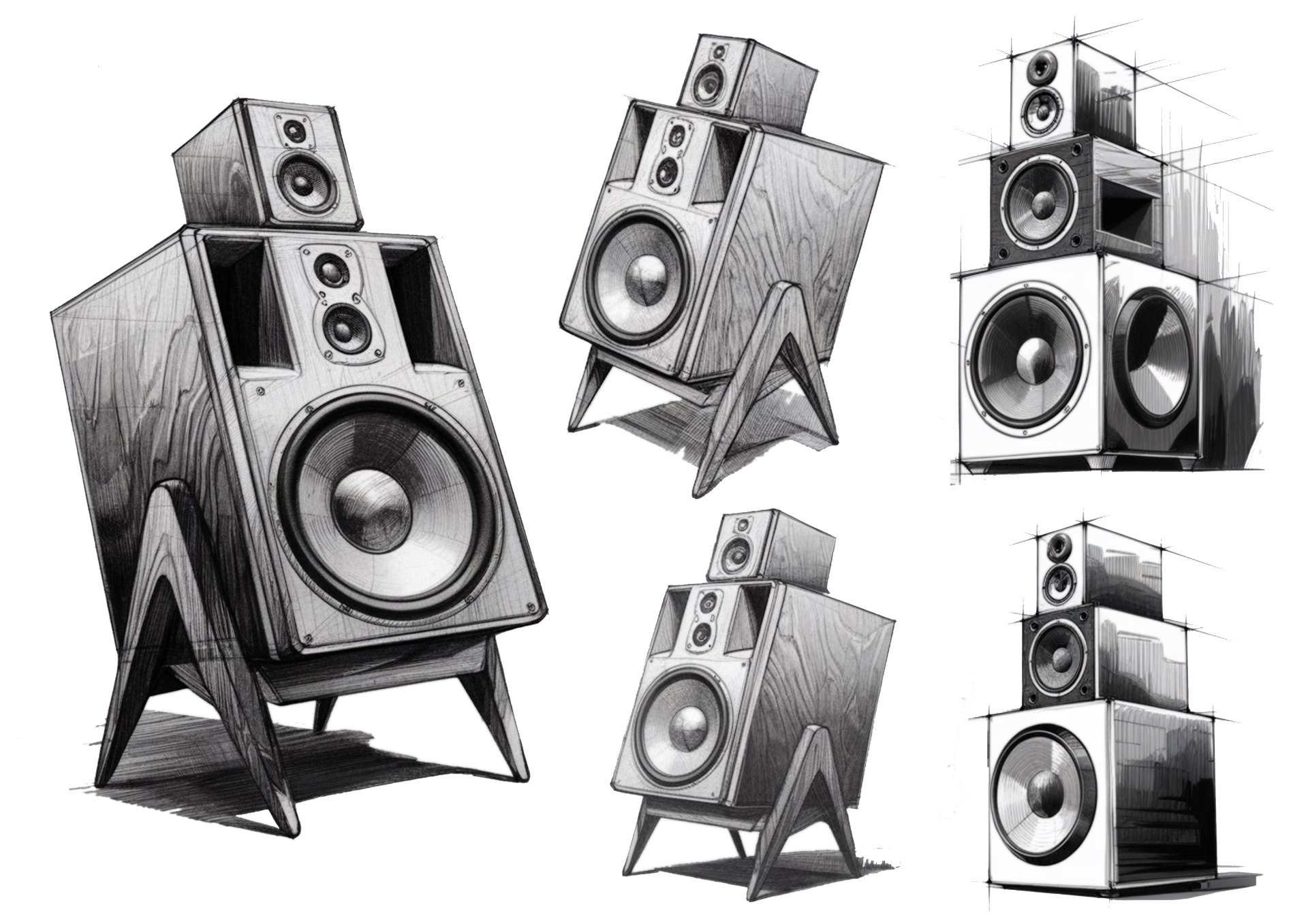 Modular speaker system sketches