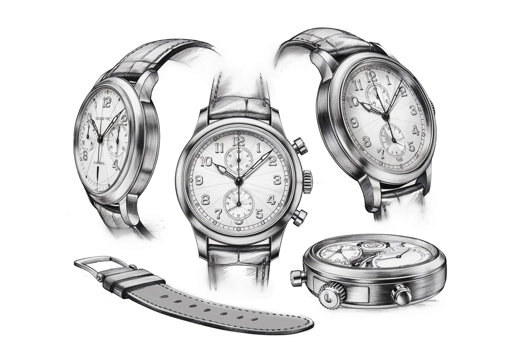 Luxury wristwatch sketches