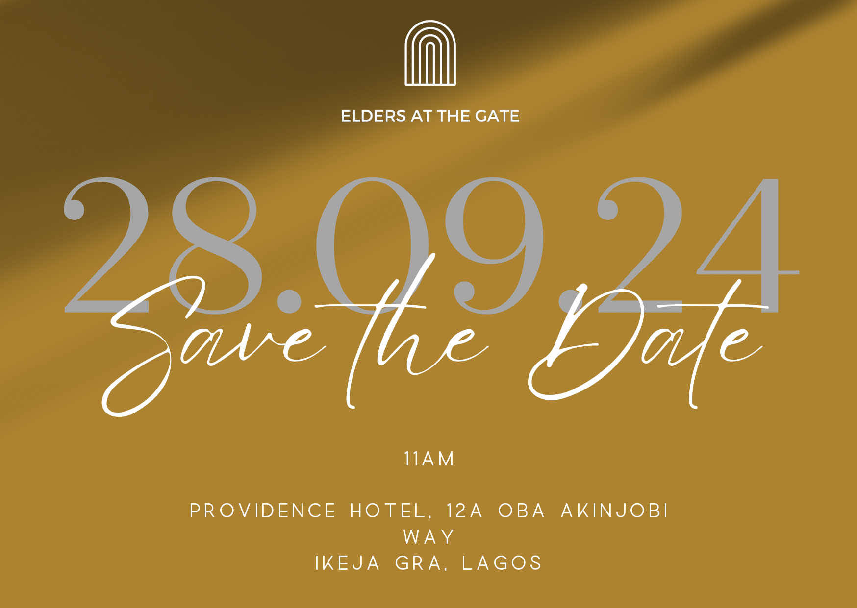 Save the date — gold satin variant