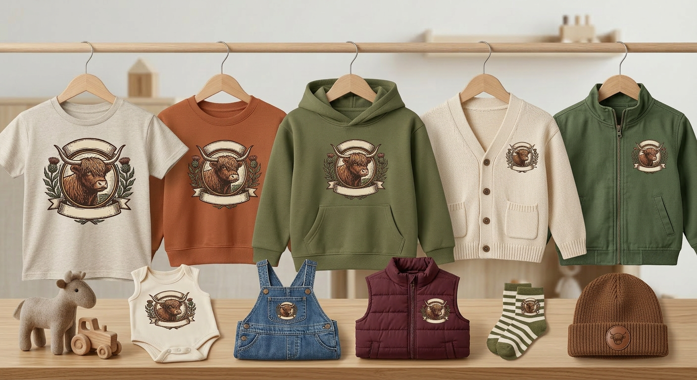 Highland cow vintage farm badge collection