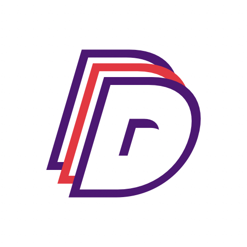 The layered D monogram — depth through offset strokes