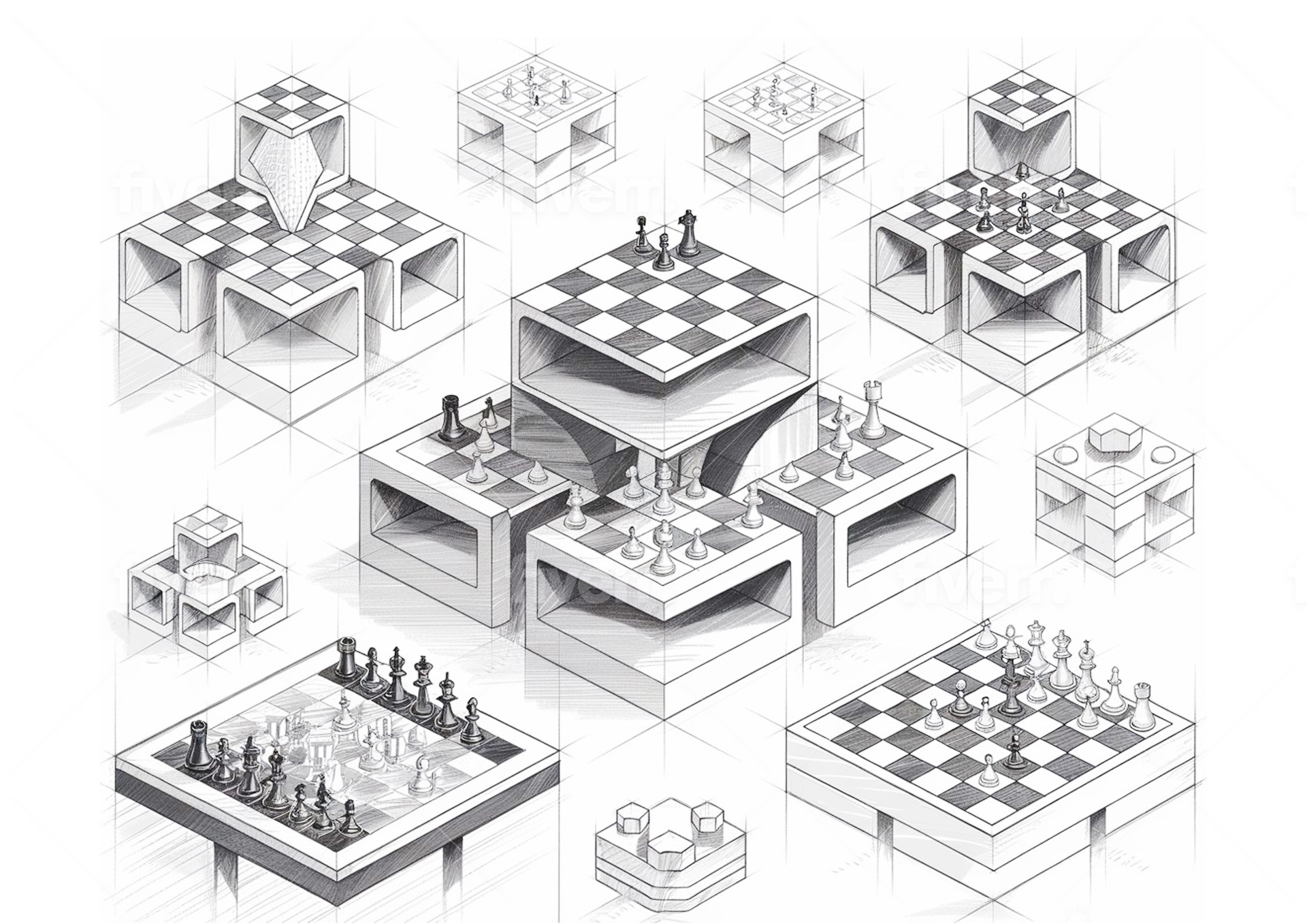 Modular chess table construction studies