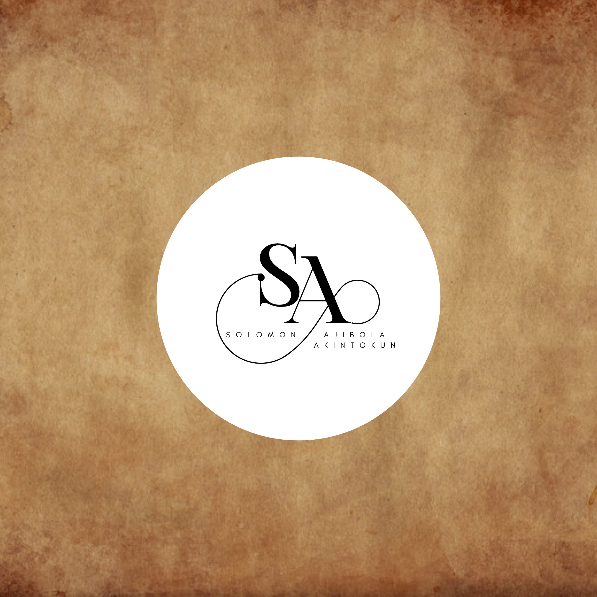 Personalised SA monogram — serif letterforms threaded through a continuous line