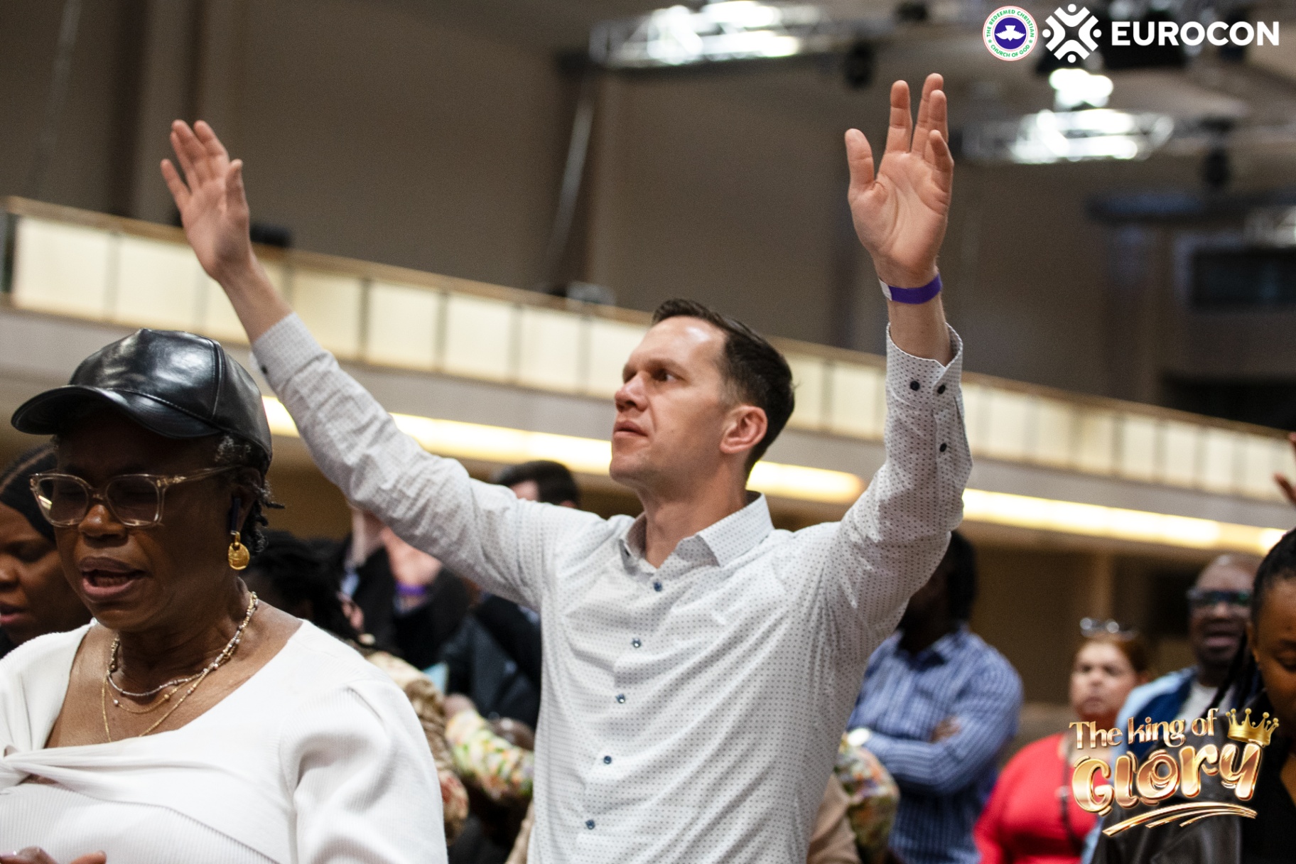 Congregation in worship — warm grade